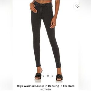 Mother High Waisted Looker Jeans Dancing In The Dark Faded Black Wash 27